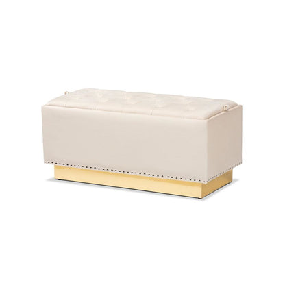 Gold PU Leather Storage Ottoman