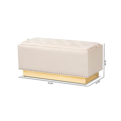 Gold PU Leather Storage Ottoman