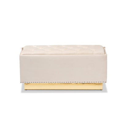 Gold PU Leather Storage Ottoman