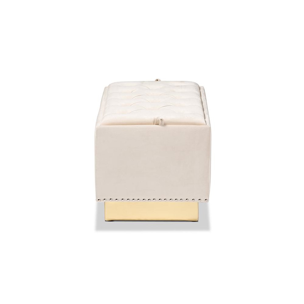 Gold PU Leather Storage Ottoman