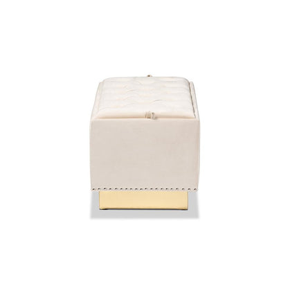 Gold PU Leather Storage Ottoman