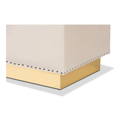 Gold PU Leather Storage Ottoman