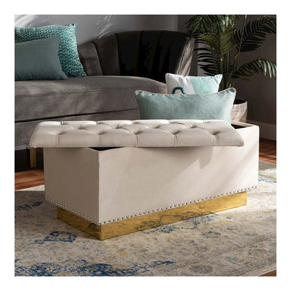 Gold PU Leather Storage Ottoman