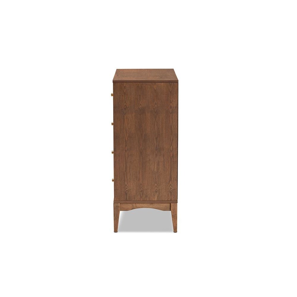 Baxton Studio Landis Mid-Century Modern Ash Walnut Finished Wood 4-Drawer Chest