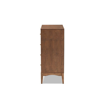 Baxton Studio Landis Mid-Century Modern Ash Walnut Finished Wood 4-Drawer Chest