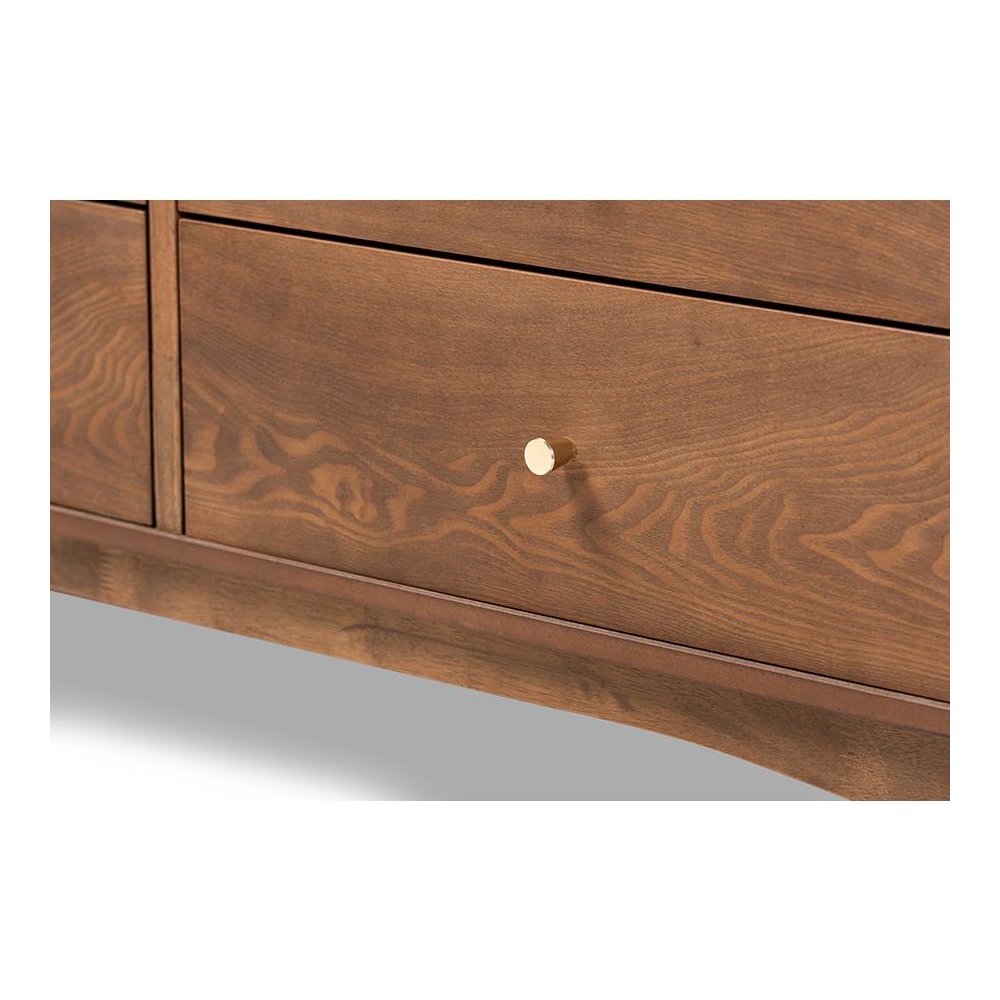 Landis Mid-Century Modern Ash Walnut Finished Wood 6-Drawer Dresser