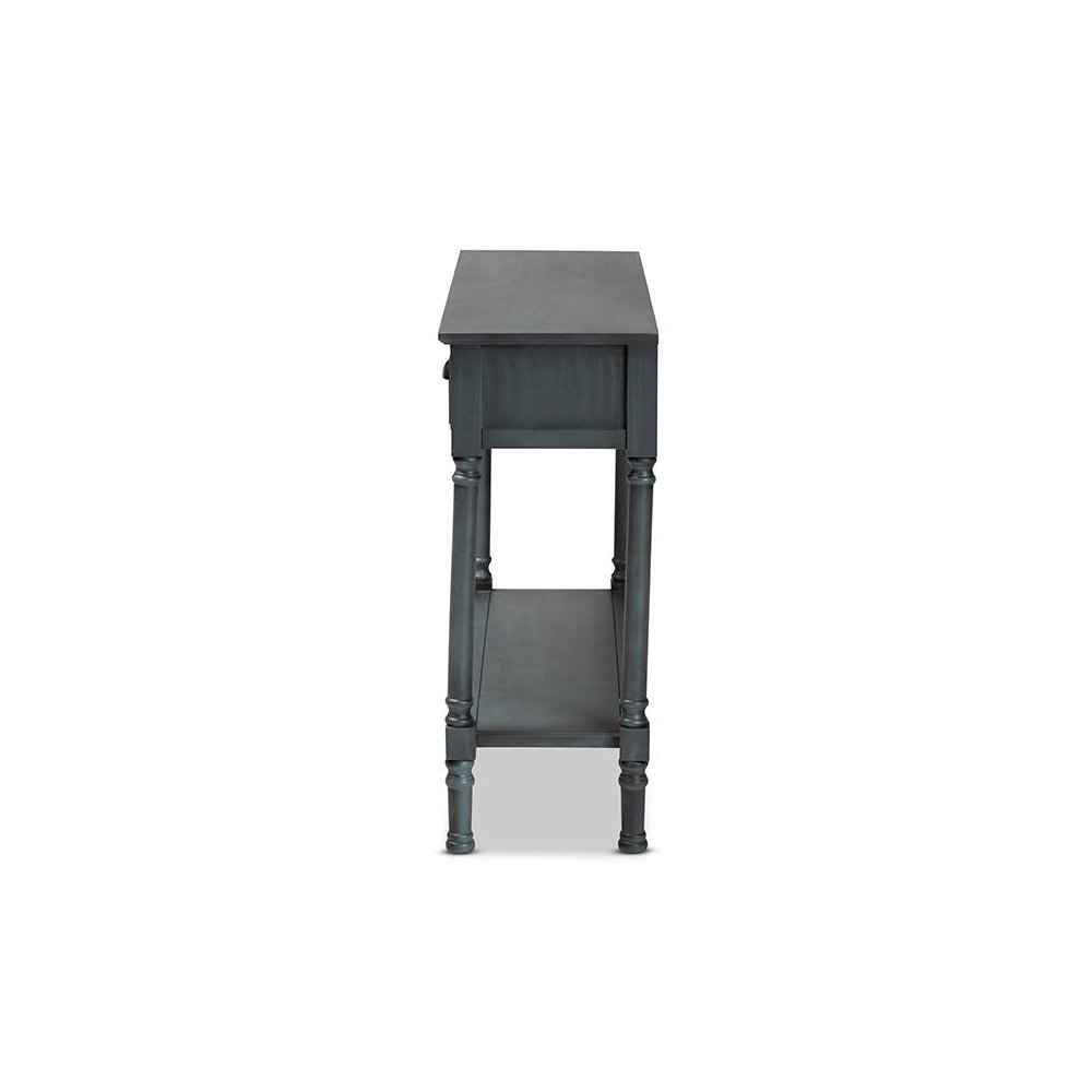 Garvey French Provincial Dark Blue Gray Wood 3-Drawer Entryway Console Table