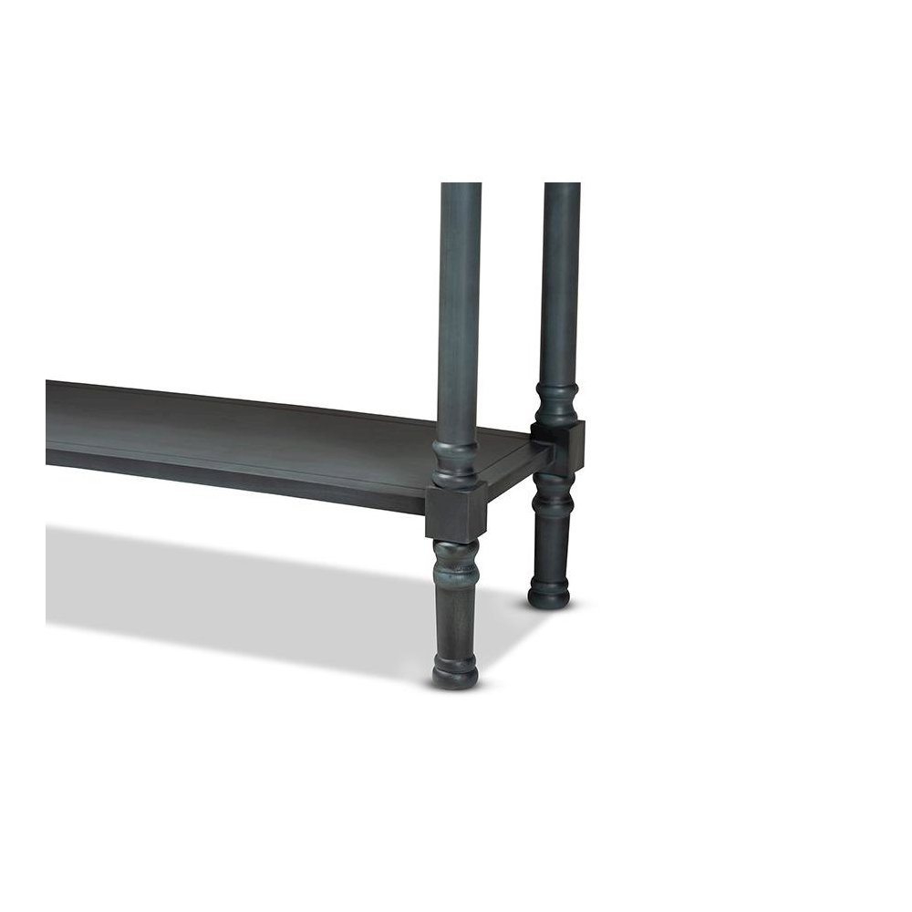 Garvey French Provincial Dark Blue Gray Wood 3-Drawer Entryway Console Table