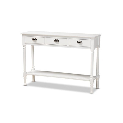 Garvey French Provincial White Finished Wood 3-Drawer Entryway Console Table
