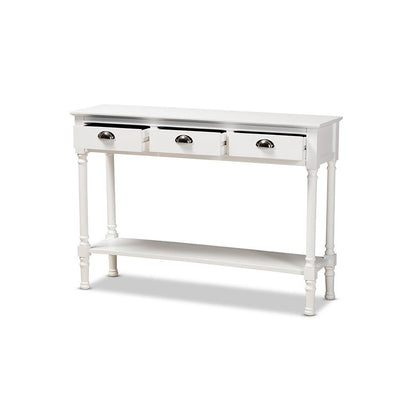 Garvey French Provincial White Finished Wood 3-Drawer Entryway Console Table