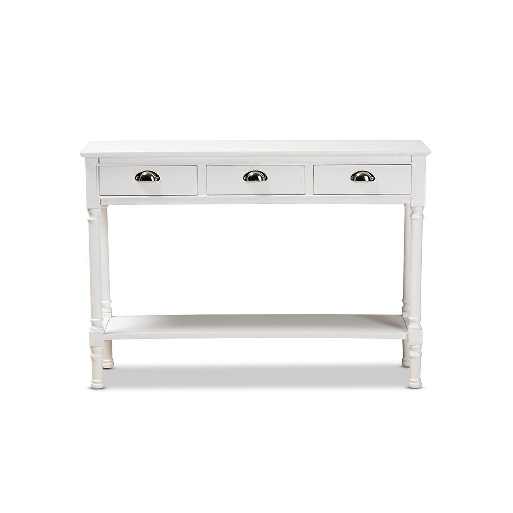 Garvey French Provincial White Finished Wood 3-Drawer Entryway Console Table