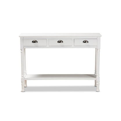 Garvey French Provincial White Finished Wood 3-Drawer Entryway Console Table