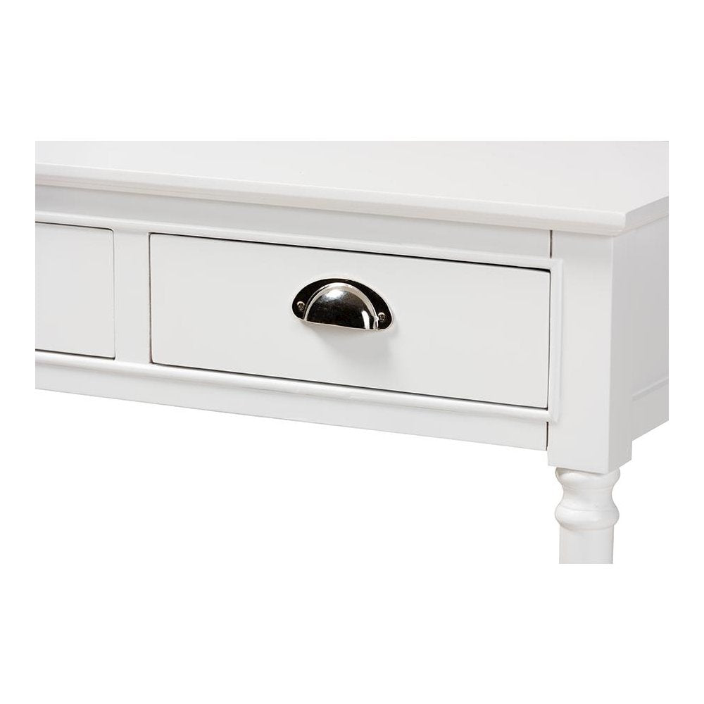 Garvey French Provincial White Finished Wood 3-Drawer Entryway Console Table