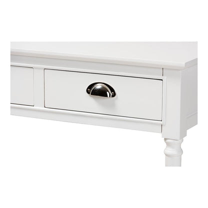 Garvey French Provincial White Finished Wood 3-Drawer Entryway Console Table