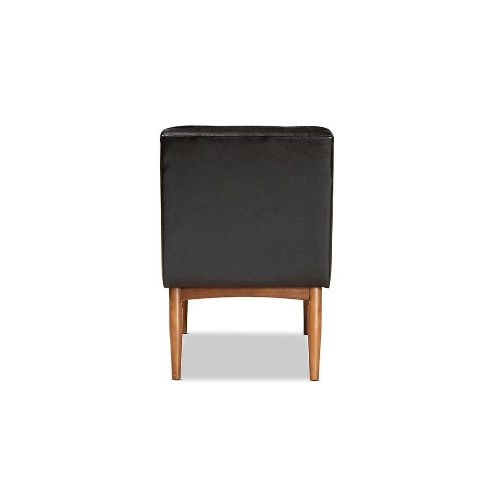 Leather Upholstered and Walnut Brown Finished Wood Dining Chair