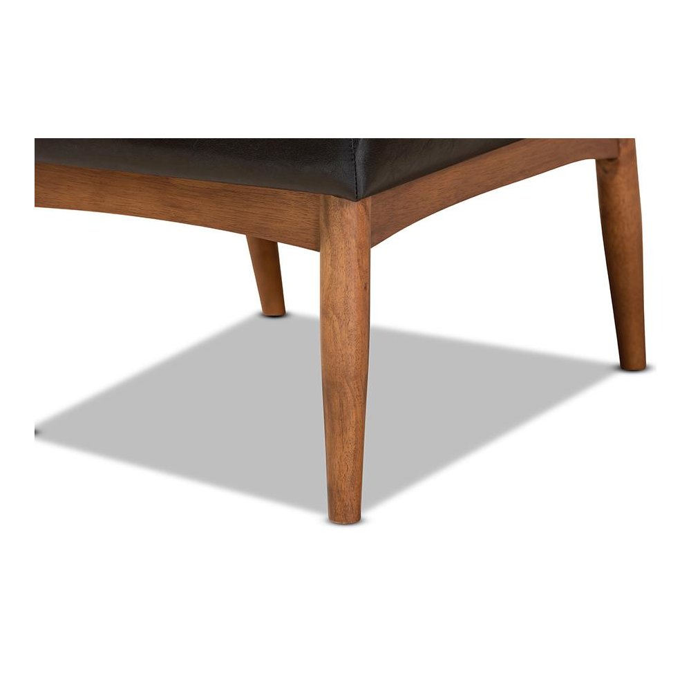 Leather Upholstered and Walnut Brown Finished Wood Dining Chair