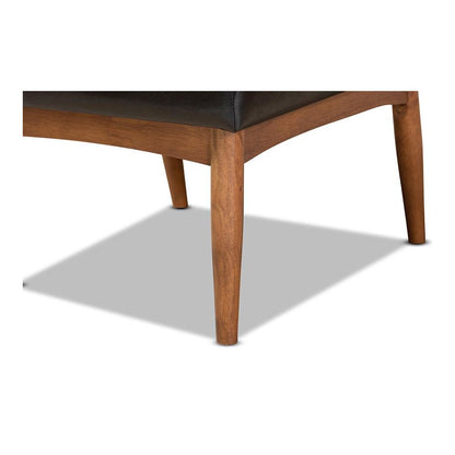 Leather Upholstered and Walnut Brown Finished Wood Dining Chair
