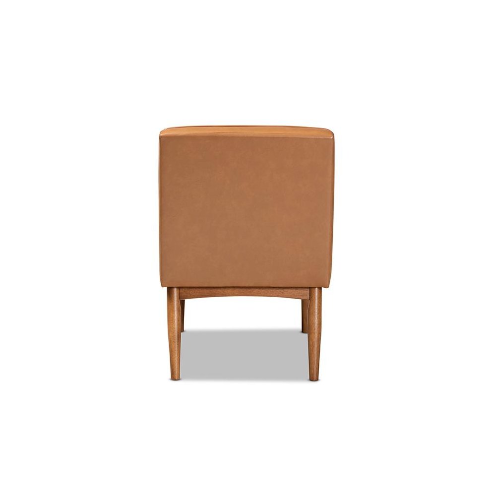 Leather Upholstered and Walnut Brown Finished Wood Dining Chair
