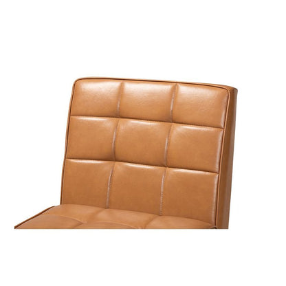 Leather Upholstered and Walnut Brown Finished Wood Dining Chair