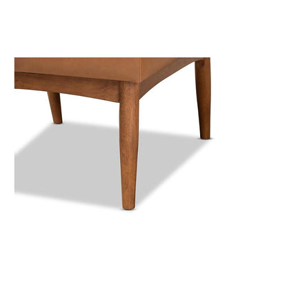 Leather Upholstered and Walnut Brown Finished Wood Dining Chair