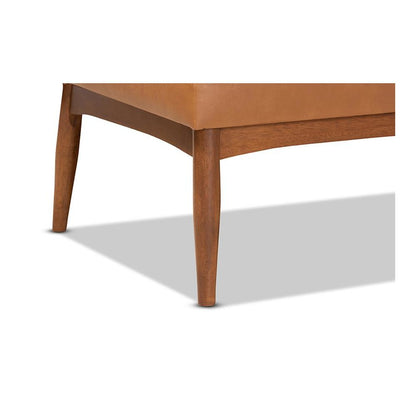 Leather Upholstered and Walnut Brown Finished Wood 4-Piece Dining Nook Set