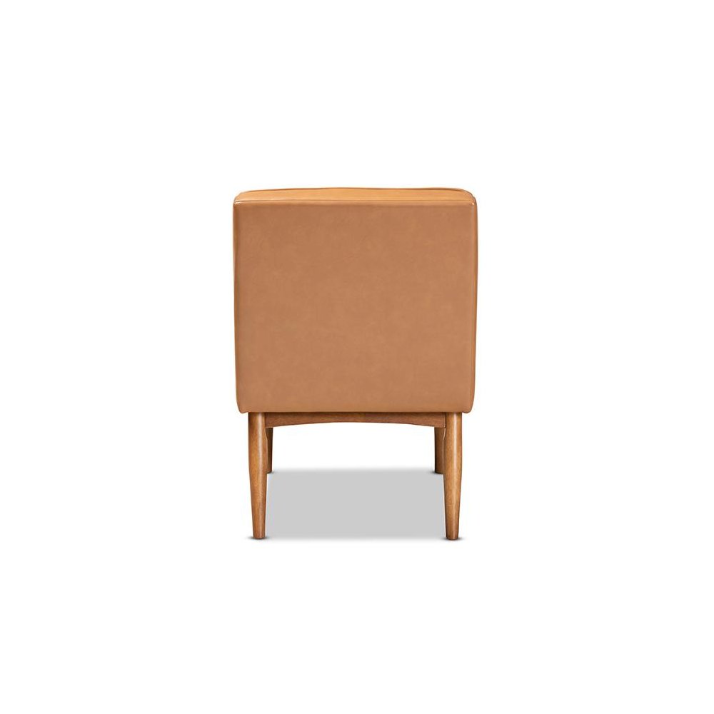 Leather Upholstered and Walnut Brown Finished Wood Dining Chair