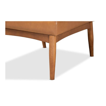 Leather Upholstered and Walnut Brown Finished Wood Dining Chair