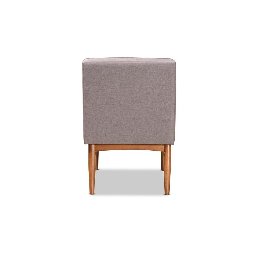Grey Fabric Upholstered and Walnut Brown Finished Wood Dining Chair