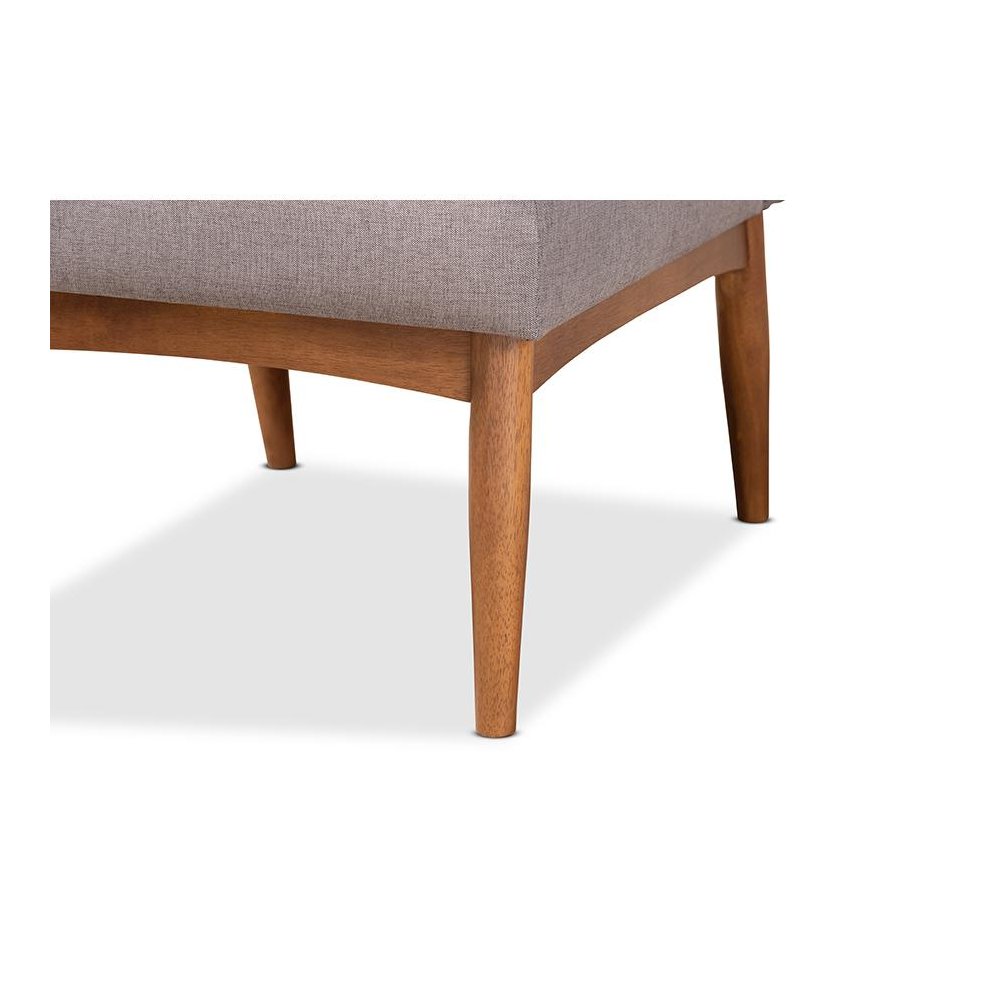 Grey Fabric Upholstered and Walnut Brown Finished Wood Dining Chair