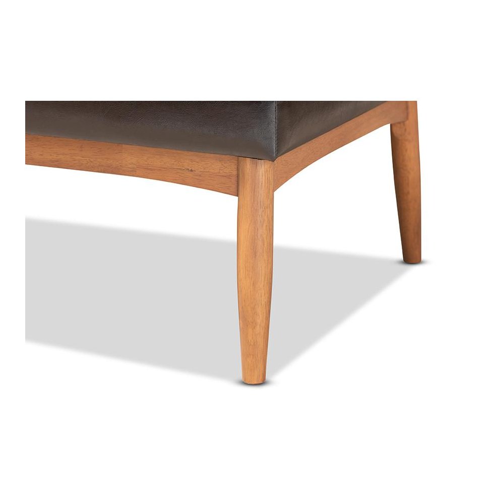 Leather Upholstered and Walnut Brown Finished Wood 3-Piece Dining Nook Set