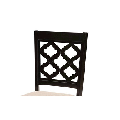 Sand Fabric Upholstered and Dark Brown Finished Wood 5-Piece Dining Set