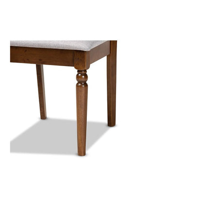 Grey Fabric Upholstered and Walnut Brown Finished Wood 7-Piece Dining Set
