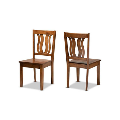 Transitional Walnut Brown Finished Wood 2-Piece Dining Chair Set