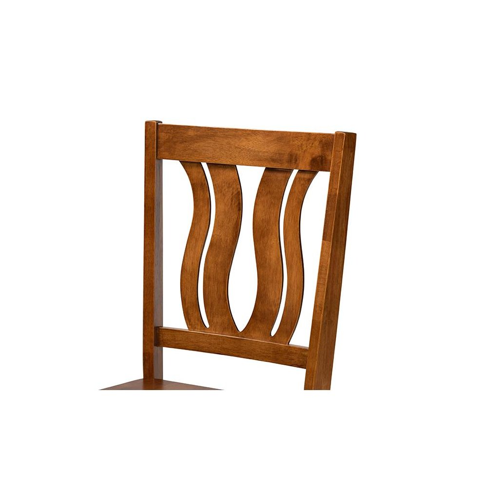 Transitional Walnut Brown Finished Wood 5-Piece Dining Set
