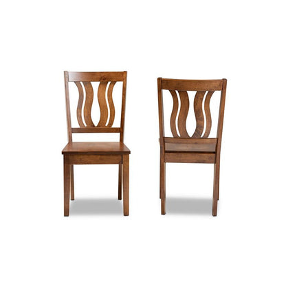 Transitional Walnut Brown Finished Wood 2-Piece Dining Chair Set