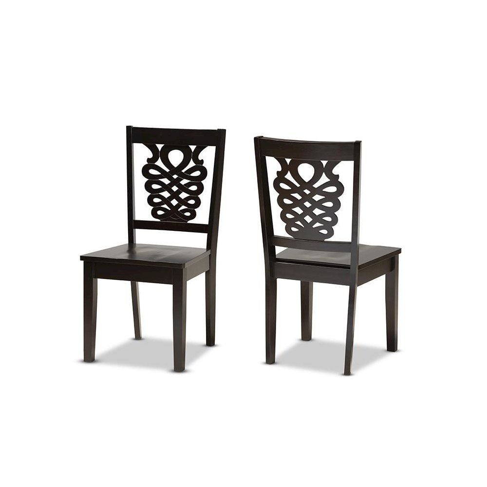 Transitional Dark Brown Finished Wood 2-Piece Dining Chair Set