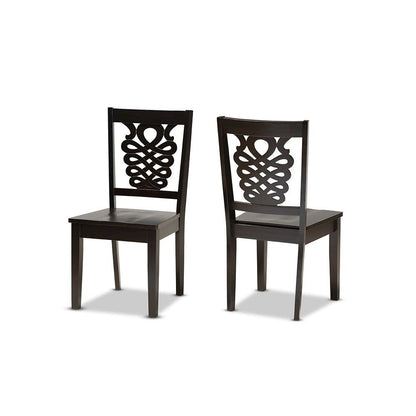 Transitional Dark Brown Finished Wood 2-Piece Dining Chair Set