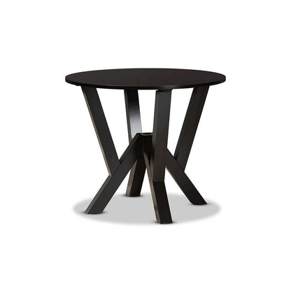 Transitional Dark Brown Finished Wood 5-Piece Dining Set
