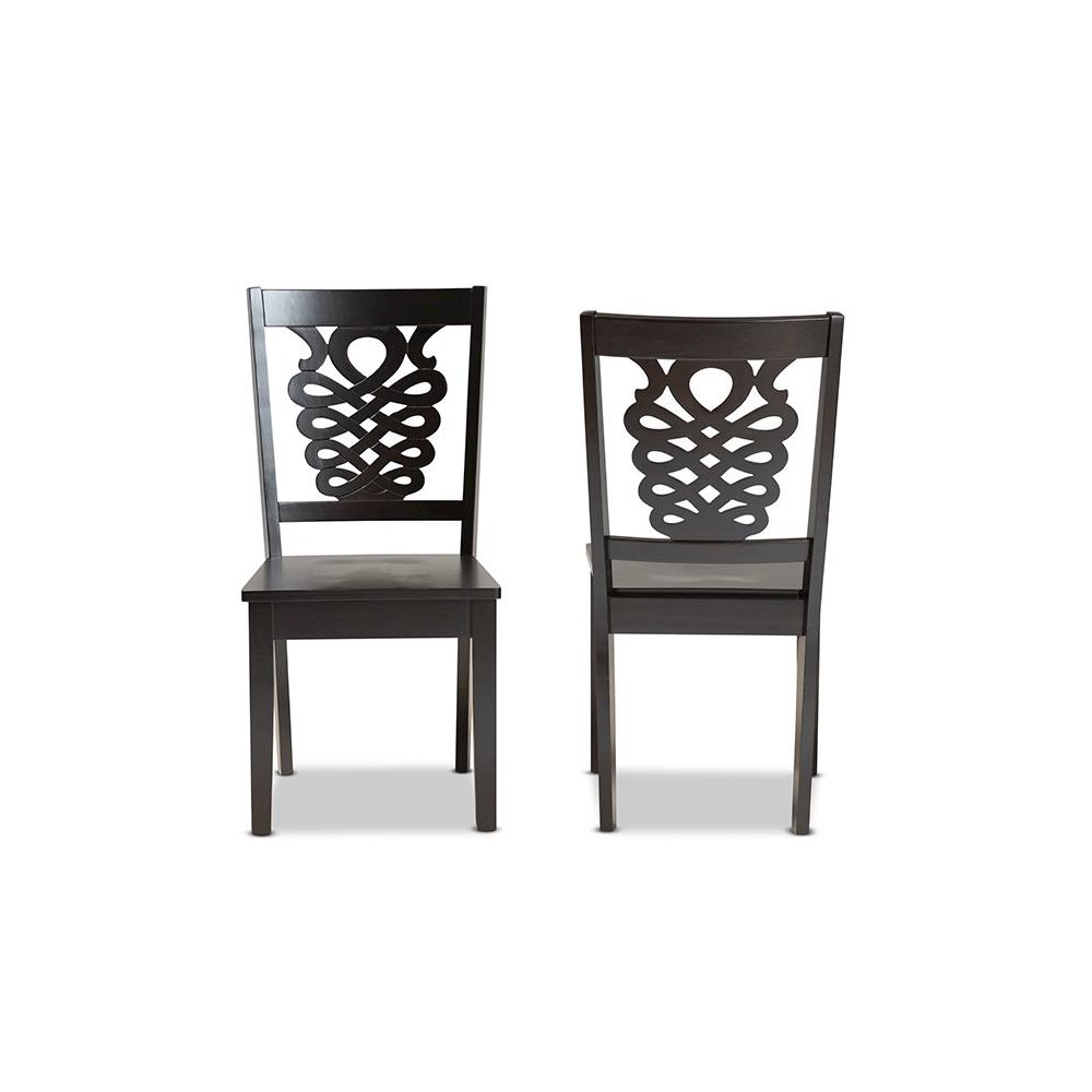 Transitional Dark Brown Finished Wood 2-Piece Dining Chair Set