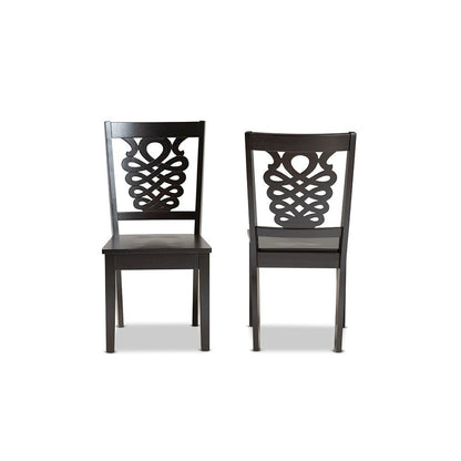 Transitional Dark Brown Finished Wood 2-Piece Dining Chair Set