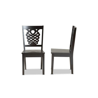Transitional Dark Brown Finished Wood 2-Piece Dining Chair Set