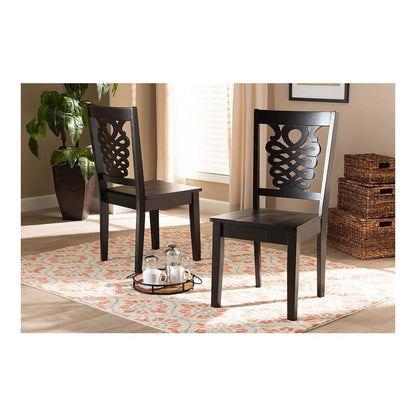 Transitional Dark Brown Finished Wood 2-Piece Dining Chair Set