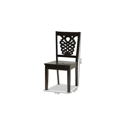 Transitional Dark Brown Finished Wood 2-Piece Dining Chair Set