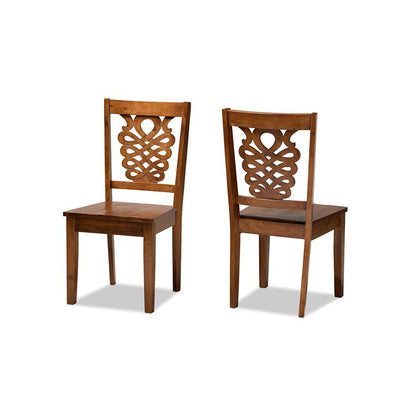 Transitional Walnut Brown Finished Wood 2-Piece Dining Chair Set