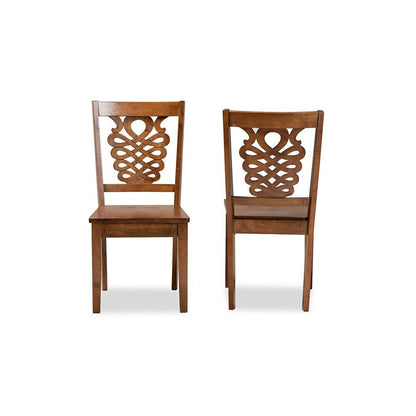 Transitional Walnut Brown Finished Wood 2-Piece Dining Chair Set