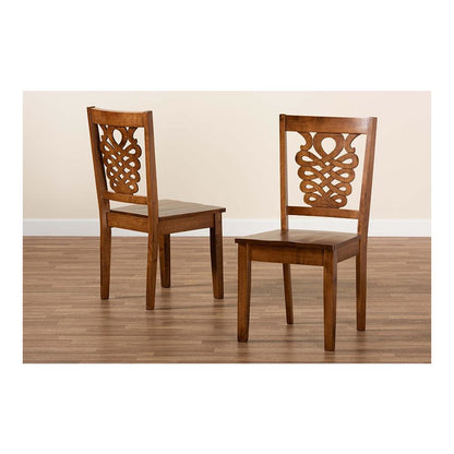 Transitional Walnut Brown Finished Wood 2-Piece Dining Chair Set