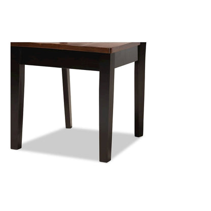 Two-Tone Dark Brown and Walnut Brown Finished Wood 7-Piece Dining Set