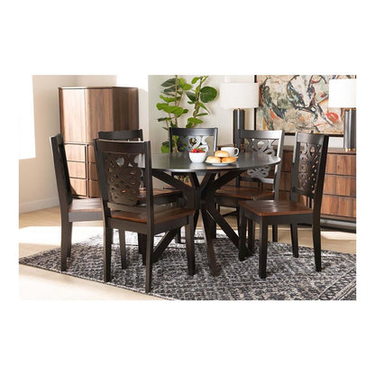 Walnut Brown Finished Wood 7-Piece Dining Set