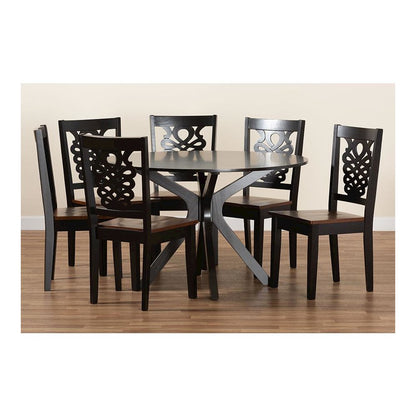Walnut Brown Finished Wood 7-Piece Dining Set