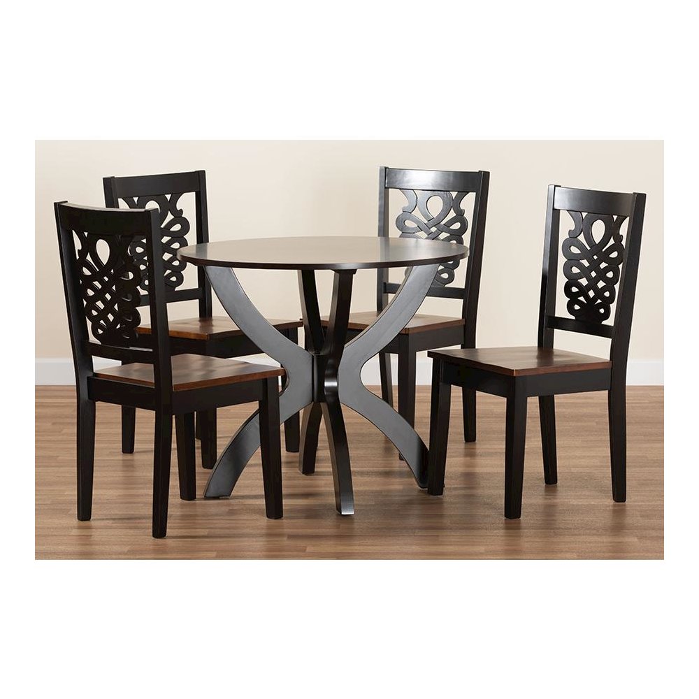 Walnut Brown Finished Wood 5-Piece Dining Set
